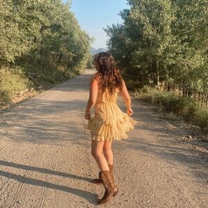 Promesa Yellow Ruffle Dress